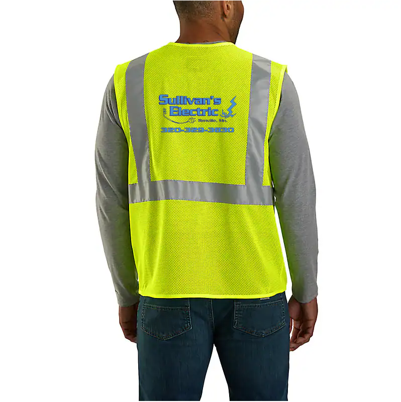 Carhartt – High-Visibility Mesh Multi-Pocket Class 2 Vest – Brite Lime – 106171-323 – with screenprinted logo on back